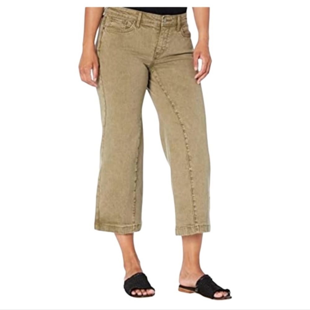 NYDJ NOT YOUR DAUGHTER'S JEANS Women's Green Ankle Cropped Wide Leg Jeans Sz 10